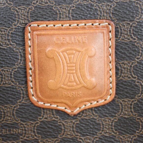 CELINE Macadam Pattern Boston Travel Bag PVC Leather Brown 268-082525 - Picture 9 of 15